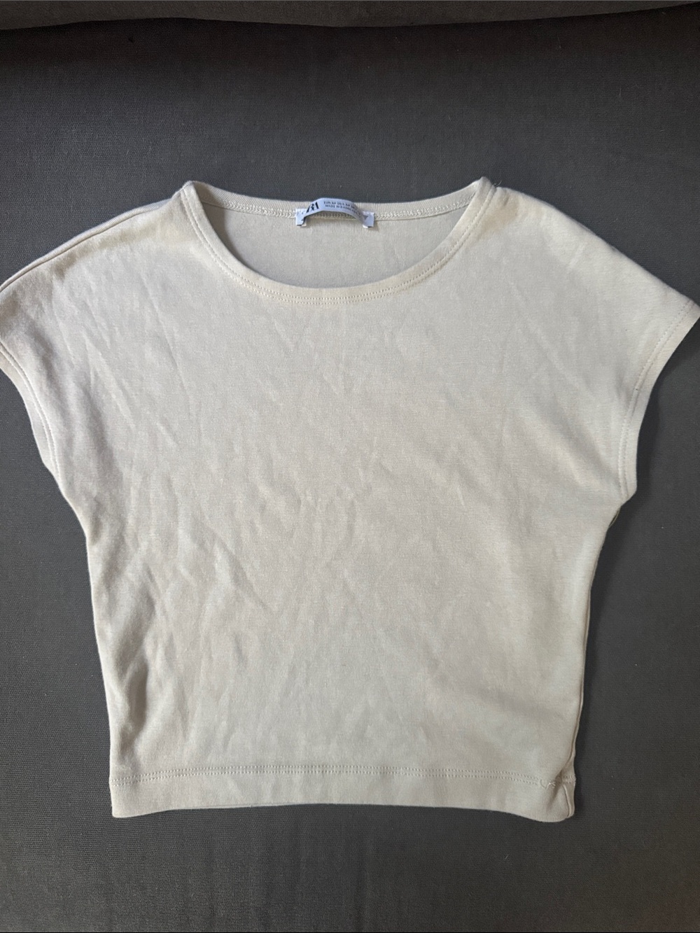 Zara Cream Short Sleeve Crop Top